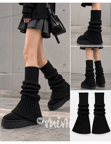 Teen flare knit návleky black