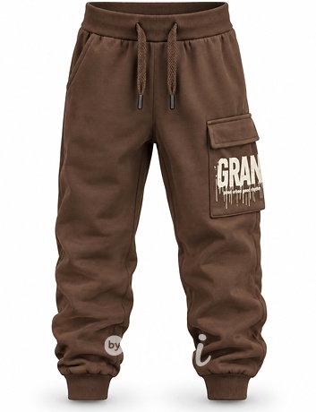 THERMO bavlněné cargo tepláky GRAIN hnědé