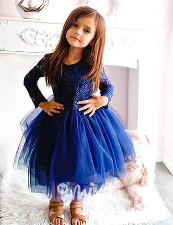 Princess krajkové šaty s maxi tylovou sukní royal blue