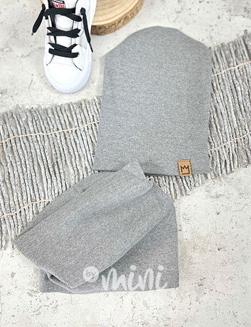 Žebrovaná houmles čepka s nákrčníkem - grey