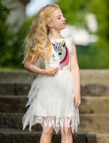 Unicorn tylové šaty white