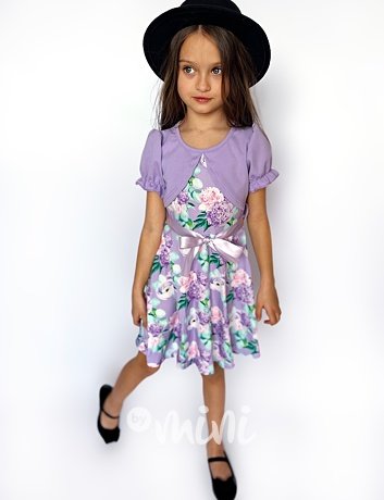 Bolerkové šaty s kabelkou lila