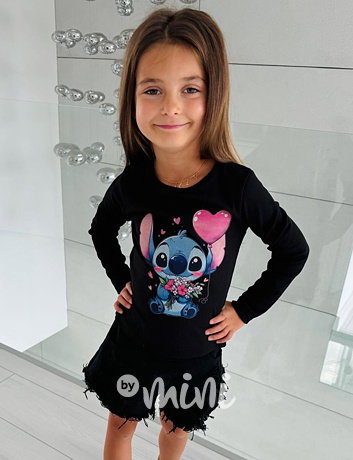 Lilo & Stitch žebrovaná blůzka LOVE černá