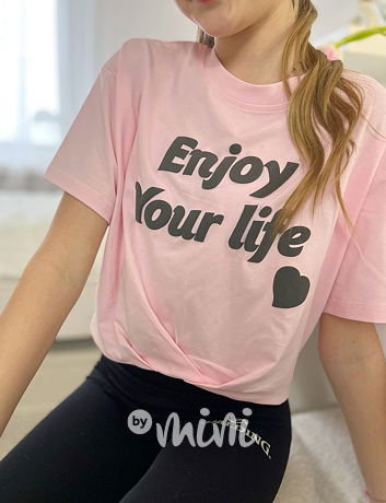 Enjoy life crop triko růžové
