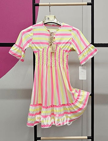 NEON beach šaty pink/yellow