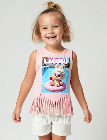 Labubu tílko třásničky HOLIDAY pink