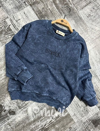 DESIGN mikina acid wash blue