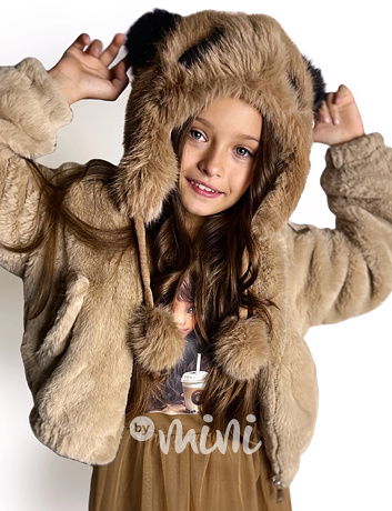 Panda chlupatá čepice hnědá