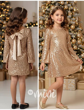 BOW flitr šaty zlaté