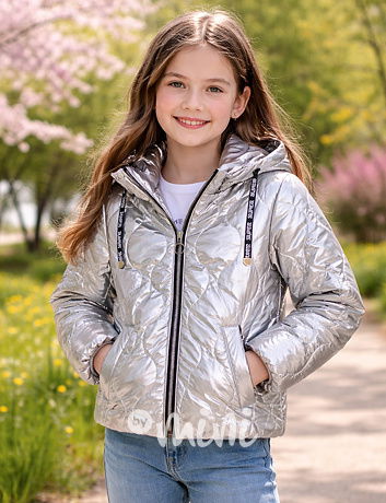 Jarní metalická bunda silver