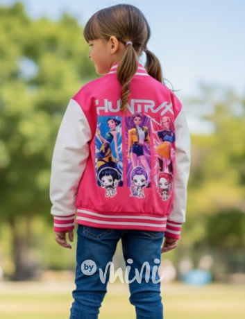Huntrix baseball mikina pink/white
