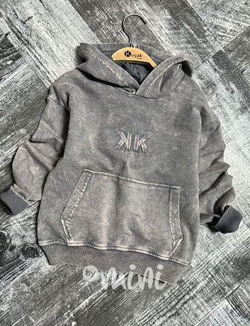 Acid wash denim mikina grey