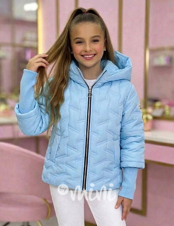 PREMIUM jarní bunda s dlouhými náplety baby blue