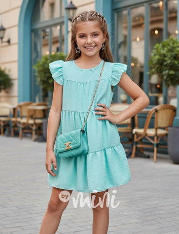 Letní vzdušné šaty poseté kamínky mint
