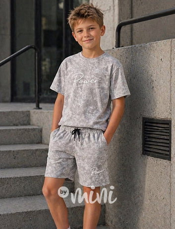 Power acid wash set grey