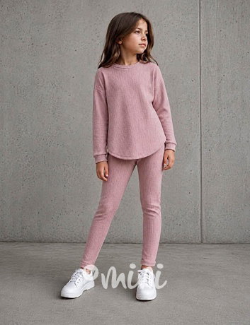 Podzimní teplý komplet růžový