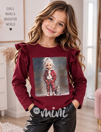 PREMIUM blůzka Rebel s kamínky bordo