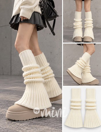 Teen flare knit návleky cream