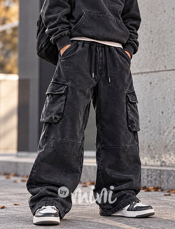 THERMO acid wash cargo baggy tepláky