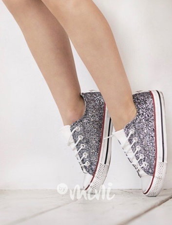 Glitter dívčí kecky silver