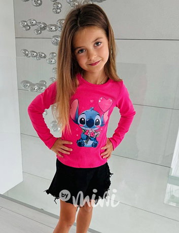 Lilo & Stitch žebrovaná blůzka LOVE růžová