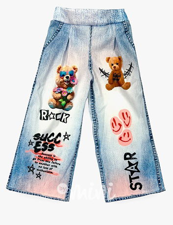 Široké kalhoty denim look TEDDY
