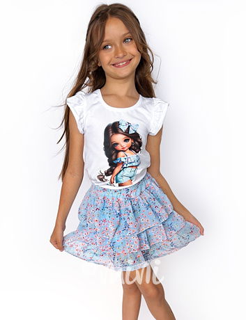 FLOWER holiday girl letní set blue