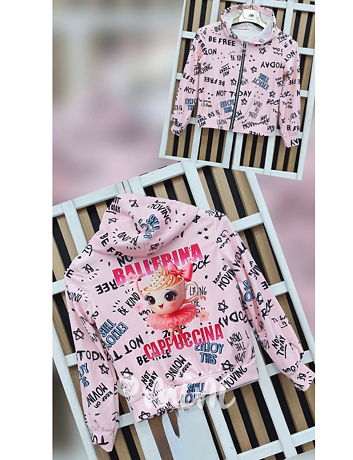Ballerina Cappuccina soft velur mikina pink