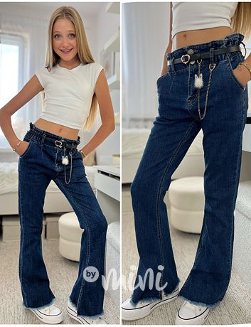 Denim zvonáče s páskem