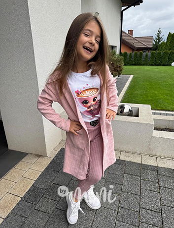 Podzimní dlouhý kardigan pink
