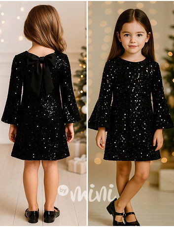 BOW flitr šaty černé