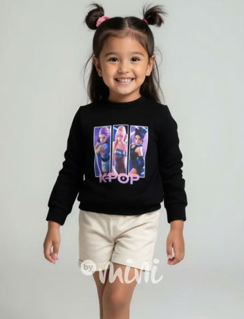 K-pop zateplená mikina černá