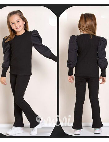 Černý žebrovaný komplet