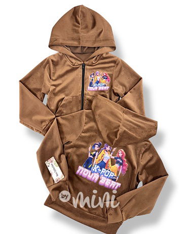 Demon Hunters soft velur mikina BEAT hnědá