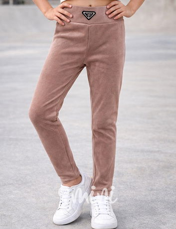 Soft velur teplé legíny mocca
