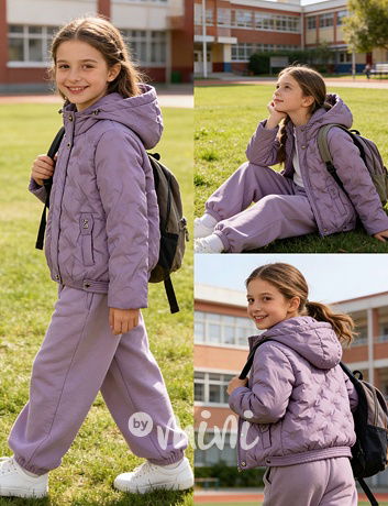 Jarní prošívaná bunda lila