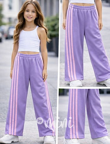 Sporty tepláky s pruhy LILA