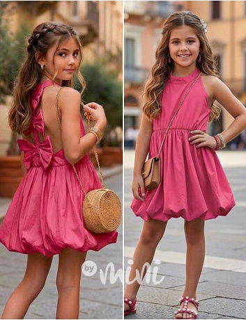 Malinové Bella mašličkové šaty