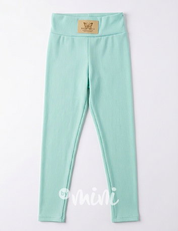 Stretch žebrované legíny mint