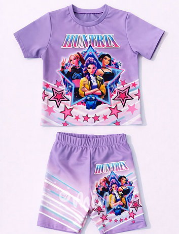 Huntrix letní šortkový set lila