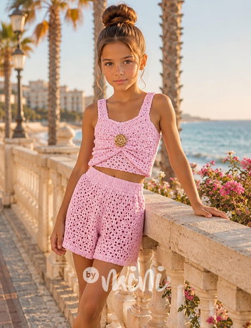 Summer pink děrovaný set