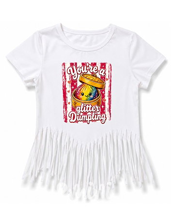 Squishy dumpling glitter triko s třásněmi bílé