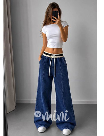 Soft denim široké kalhoty DREAM blue