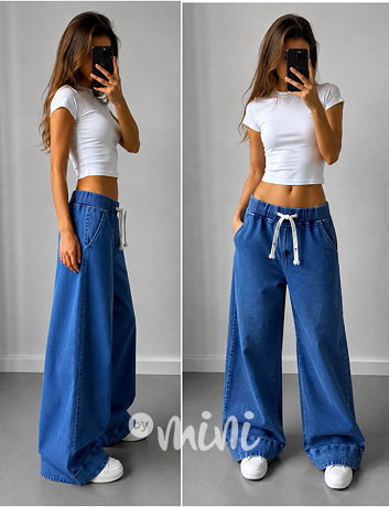 Stretch denim široké jeansy blue