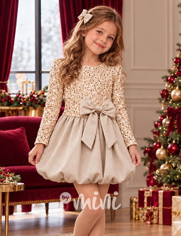 Sváteční flitr velvet šaty Royal bow zlaté