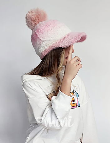 Alpaka kšilt s bambulkou pink ombre