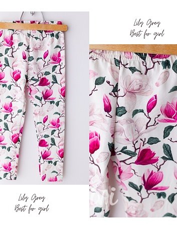 Lily Grey soft cotton legíny bloom