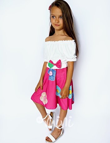 Blossom šaty s mašličkou white/pink