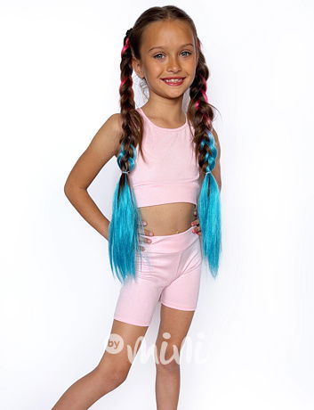 Růžový SPORTY crop top + šortky