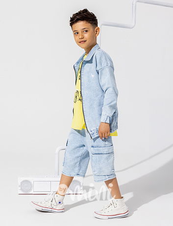 Mash Mnie cargo denim shorts ice blue